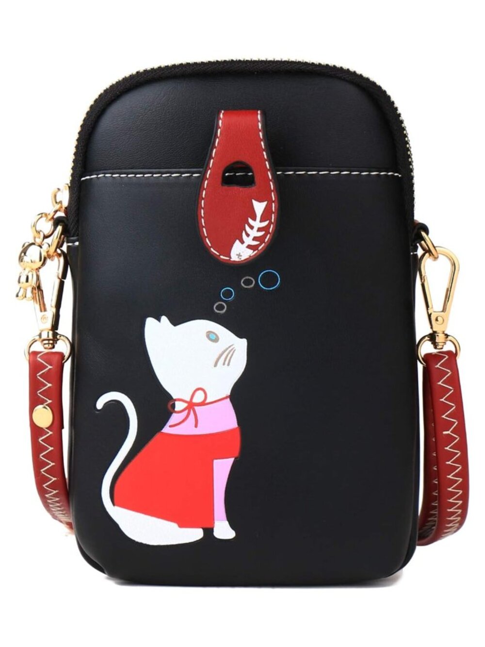 Small Crossbody Bag for Women Leather Lightweight Cute Cat Cell Phone Purse